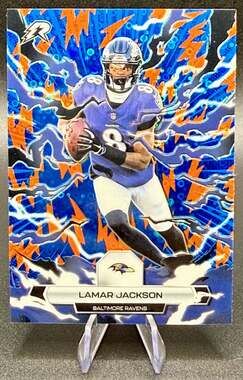 Lamar Jackson 2025 Topps Resurgence Football Baltimore Ravens Orange/Blue Card